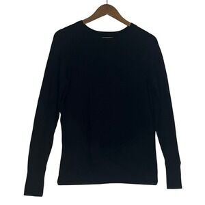 ATHLETA Black Wrap Front Long Sleeve Top S Modal Spandex Retro-Chic